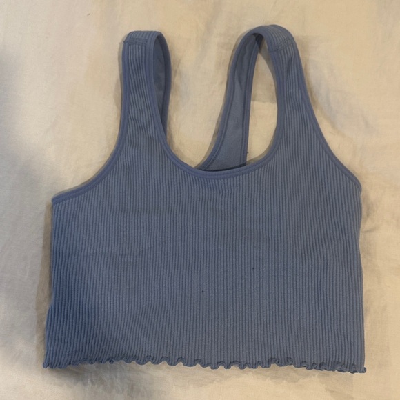 Blue Ribbed Crop Top - Picture 3 of 5